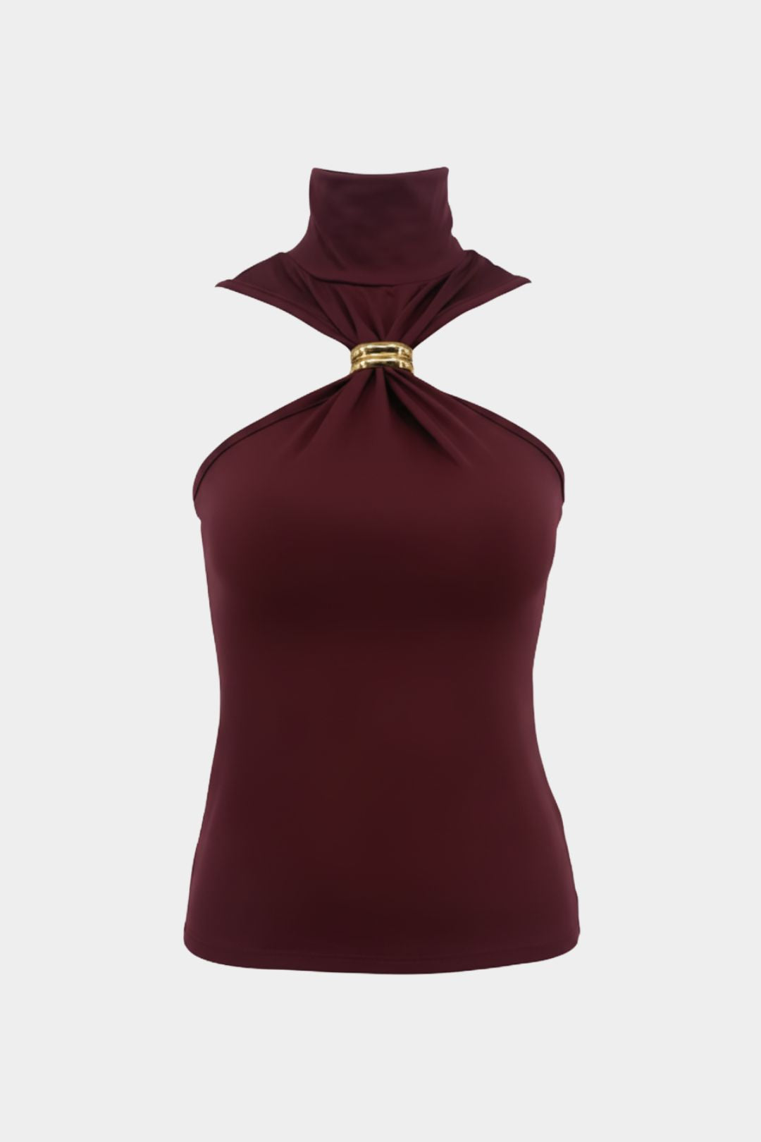 Blusa Feminina Elegante Frente Única de Gola Alta com Argola Dourada – Esprit