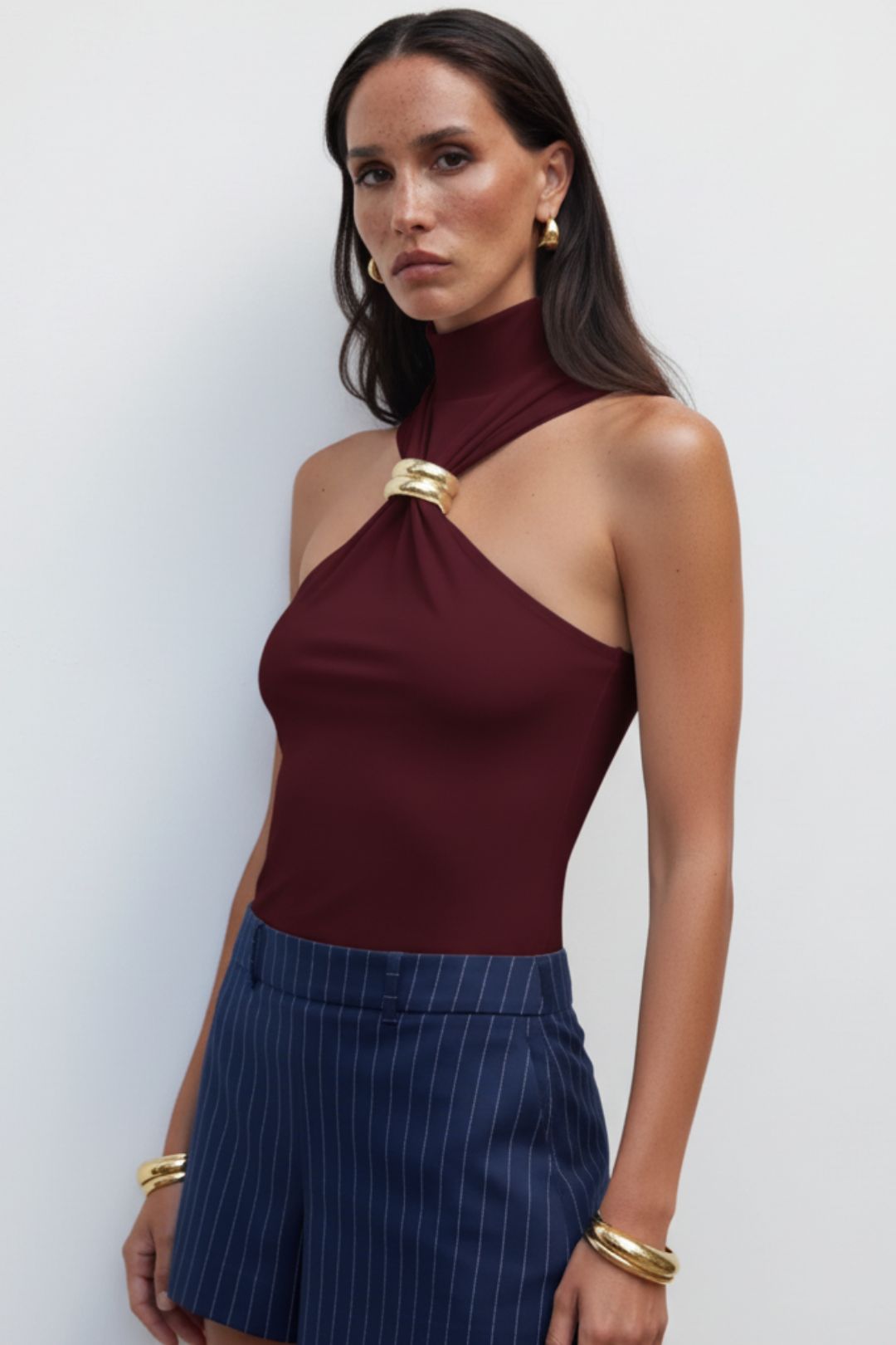 Blusa de luxo VIEUX gola alta argola Esprit VIEUX OFICIAL
