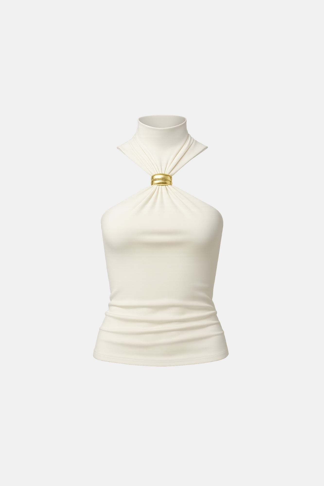 Blusa Feminina Elegante Frente Única de Gola Alta com Argola Dourada – Celine - VIEUX OFICIA