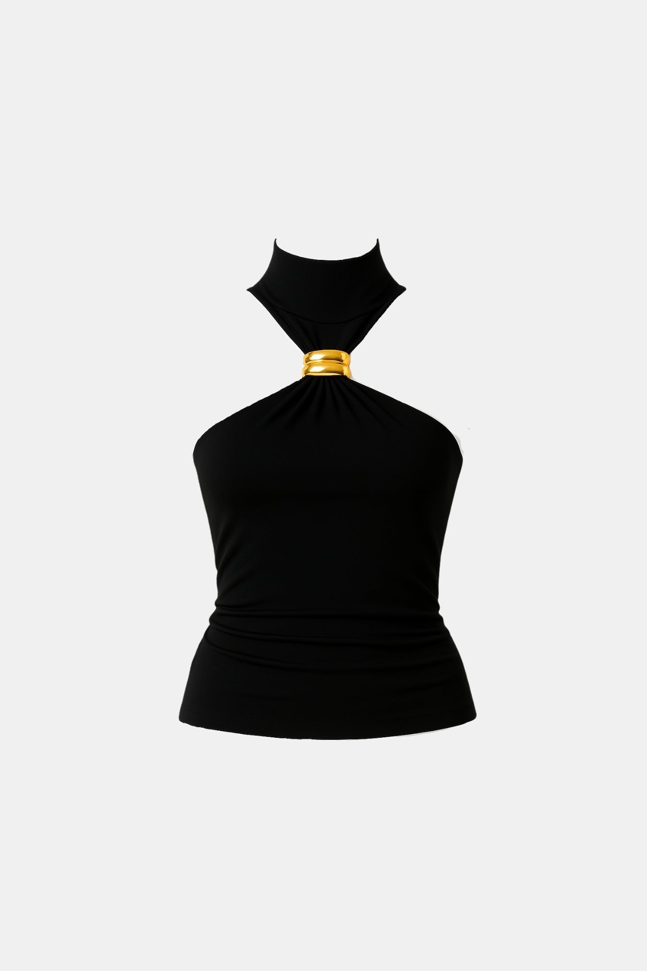 Blusa Feminina Elegante Frente Única de Gola Alta com Argola Dourada – Celine - VIEUX OFICIA
