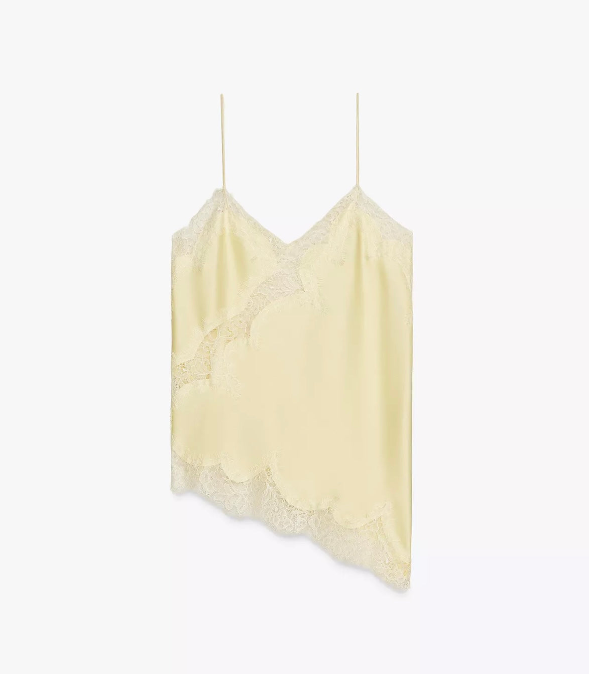 Blusa Feminina Regata Acetinada com Renda e Barra Assimétrica – Amélie VIEUX OFICIAL