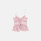 Blusa Preta em Chiffon Transparente com Alças Finas e Babados – Cécélia VIEUX OFICIAL
