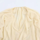 Blusa de Chiffon com Babados Volumosos e Manga Bufante – Ruisseau