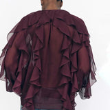 Blusa de Chiffon com Babados Volumosos e Manga Bufante – Ruisseau
