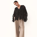 Blusa de Chiffon com Babados Volumosos e Manga Bufante – Ruisseau