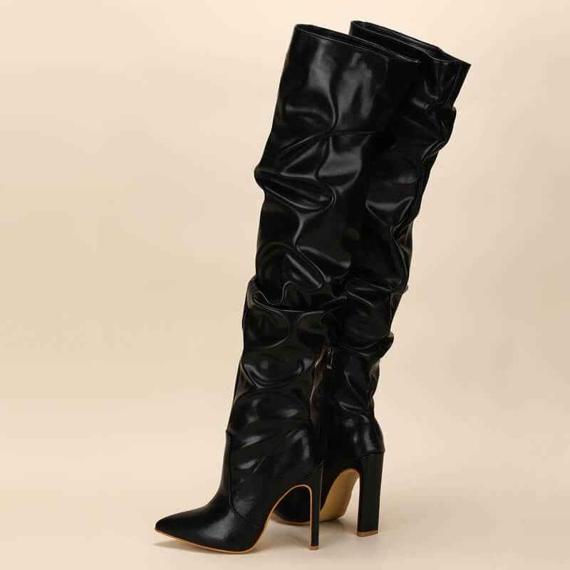 Bota acima do joelho com efeito slouchy e salto grosso Evadne VIEUX OFICIAL