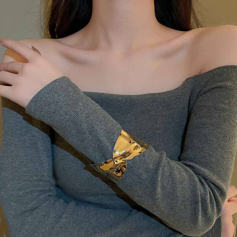 Bracelete Feminino Metálico Largo Escultural – Scultura