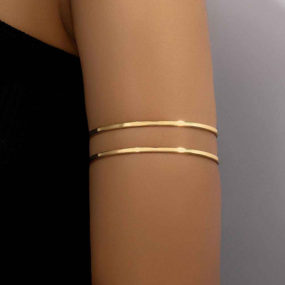 Bracelete de Braço Feminino Dourado Fino com Design Duplo – Luce - VIEUX OFICIAL