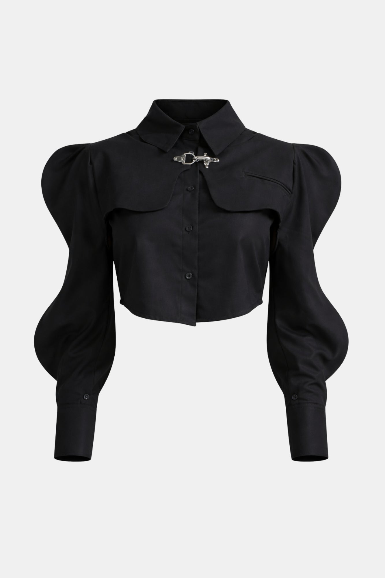 Camisa Feminina Cropped Estruturada Manga Bufante Longa – Ludovica VIEUX OFICIAL