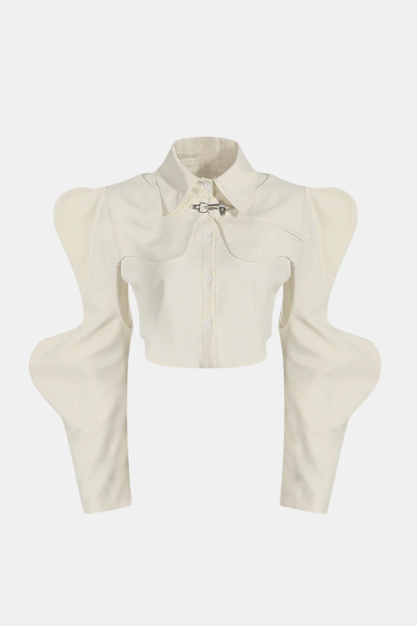 Camisa Feminina Cropped Estruturada Manga Bufante Longa – Ludovica VIEUX OFICIAL