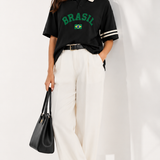 Camisa polo feminina de piquet com estampa Brasil Trionfo VIEUX OFICIAL