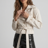 Trench coat curto bege com cinto de amarração Antonella VIEUX OFICIAL