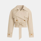 Casaco Feminino Cropped Estilo Trench Coat com Amarração – Antonella VIEUX OFICIAL