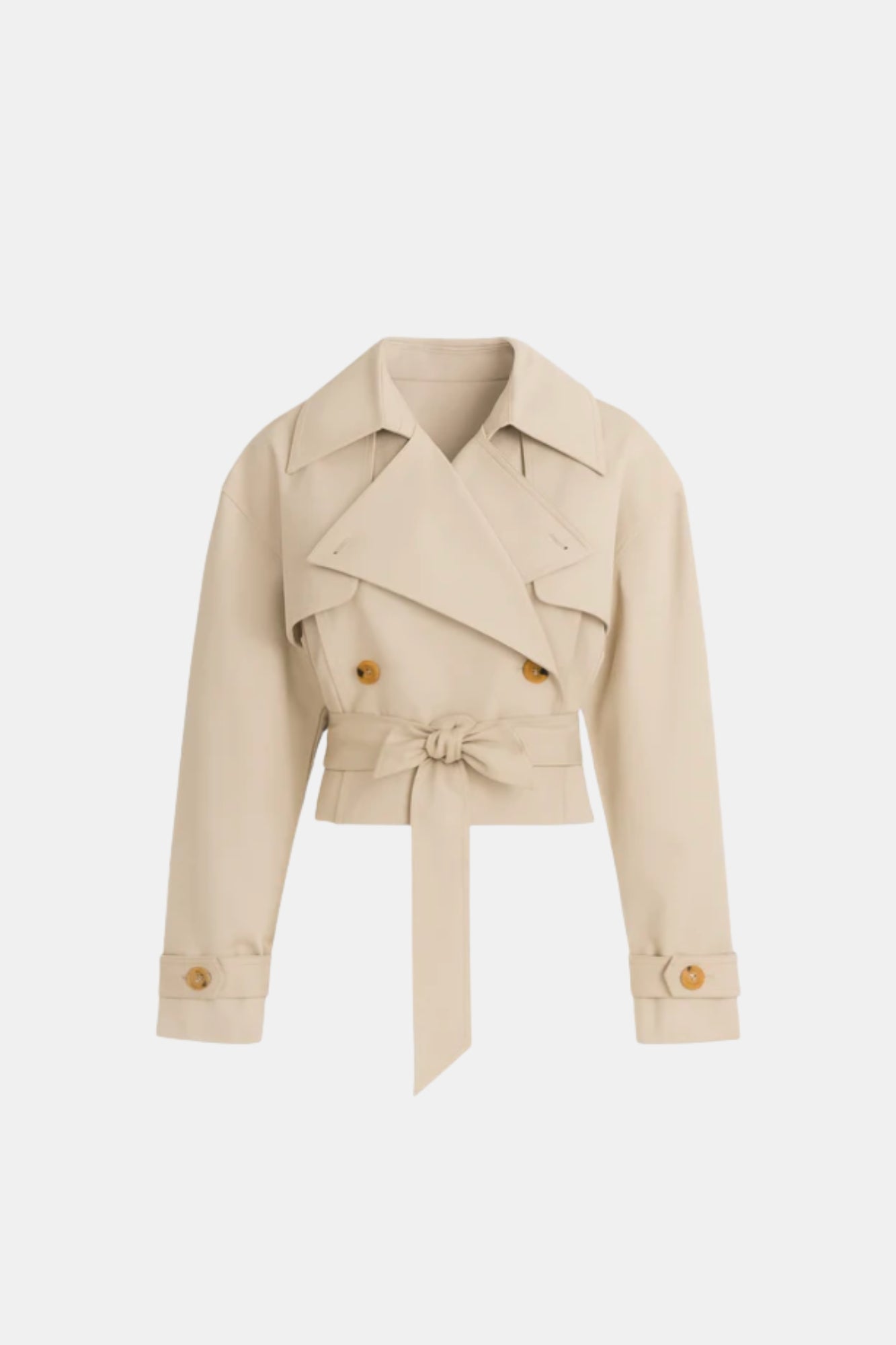 Casaco Feminino Cropped Estilo Trench Coat com Amarração – Antonella VIEUX OFICIAL