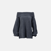 Blusa de tricô ombro a ombro feminina oversized em malha texturizada cinza Jouan VIEUX OFICIAL