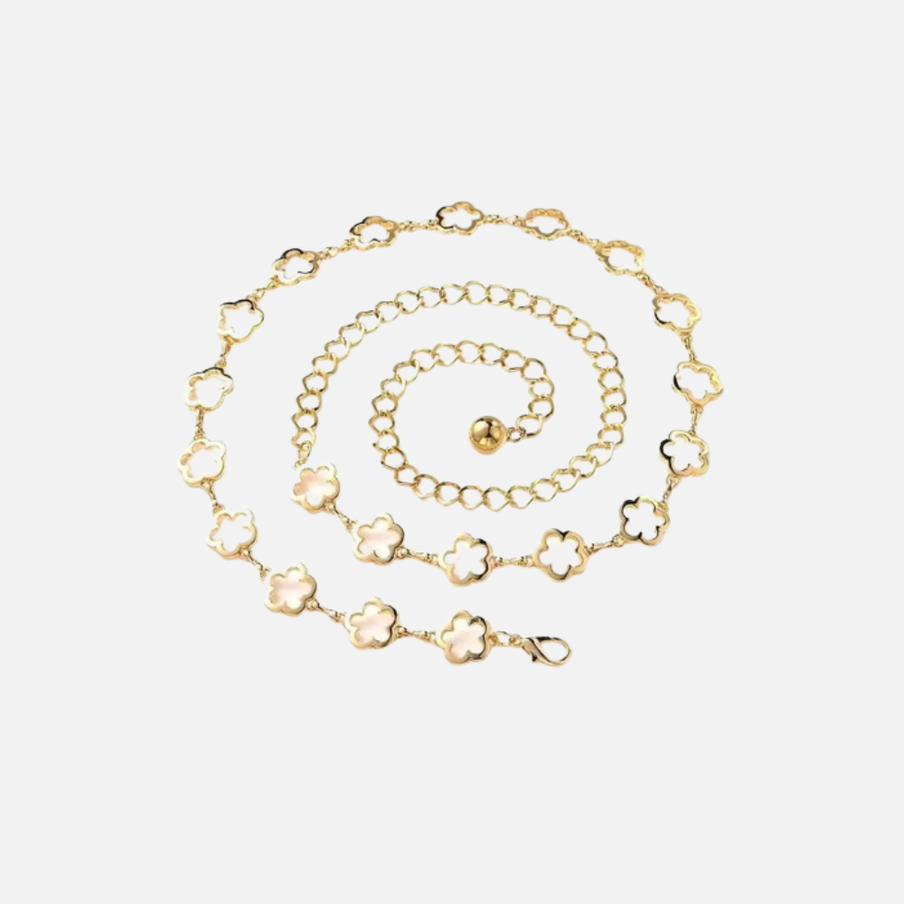 Cinto Feminino Metálico Corrente com Elos em Formato de Flor – Fiori