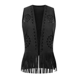 Colete Feminino Camurça com Franjas e Recortes Vazados Boho – Wildwood VIEUX OFICIAL|