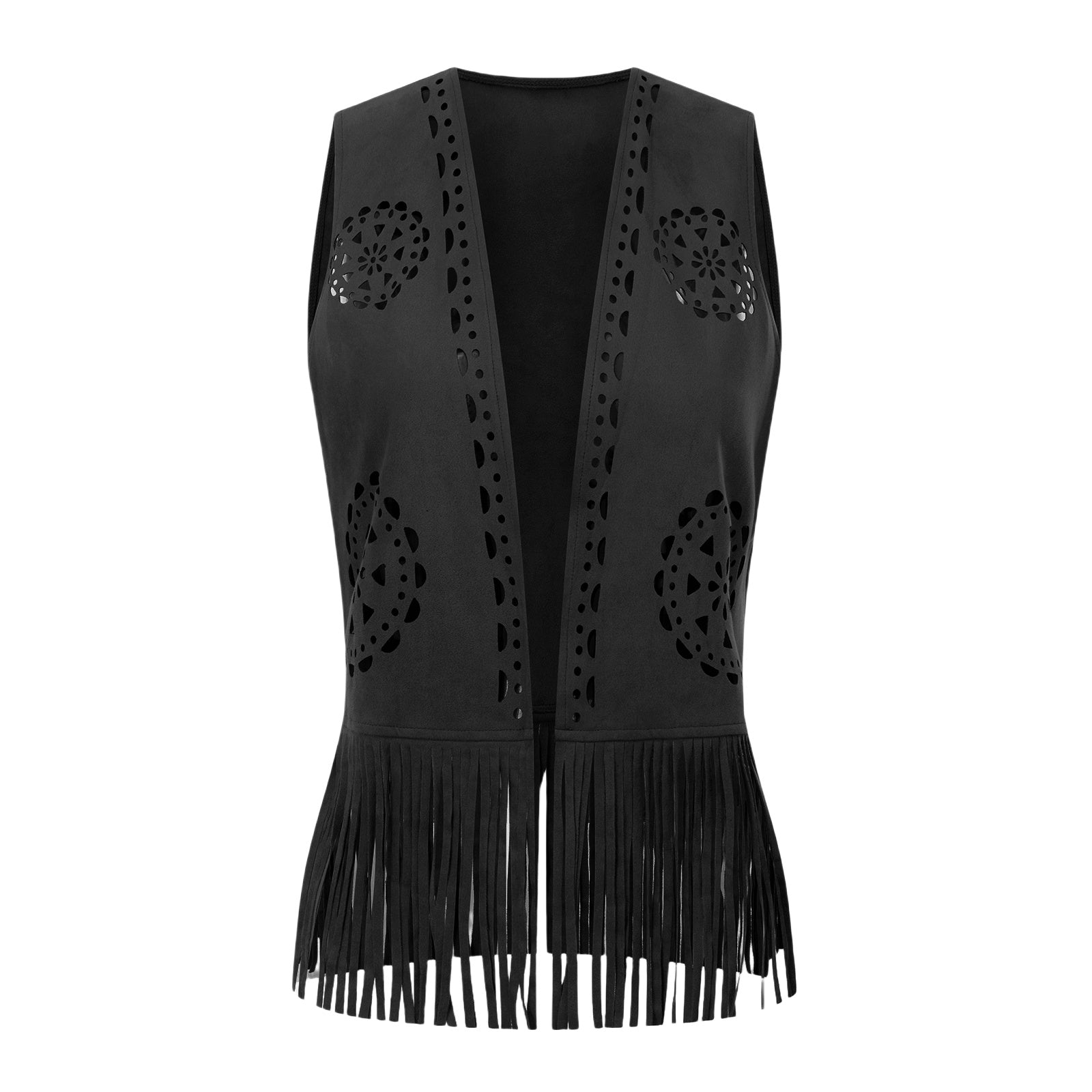 Colete Feminino Camurça com Franjas e Recortes Vazados Boho – Wildwood VIEUX OFICIAL|