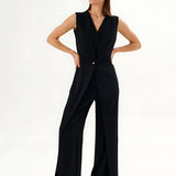 Conjunto Feminino Alfaiataria Calça Pantalona e Colete Alongado com Fendas – Beaumont VIEUX OFICIAL