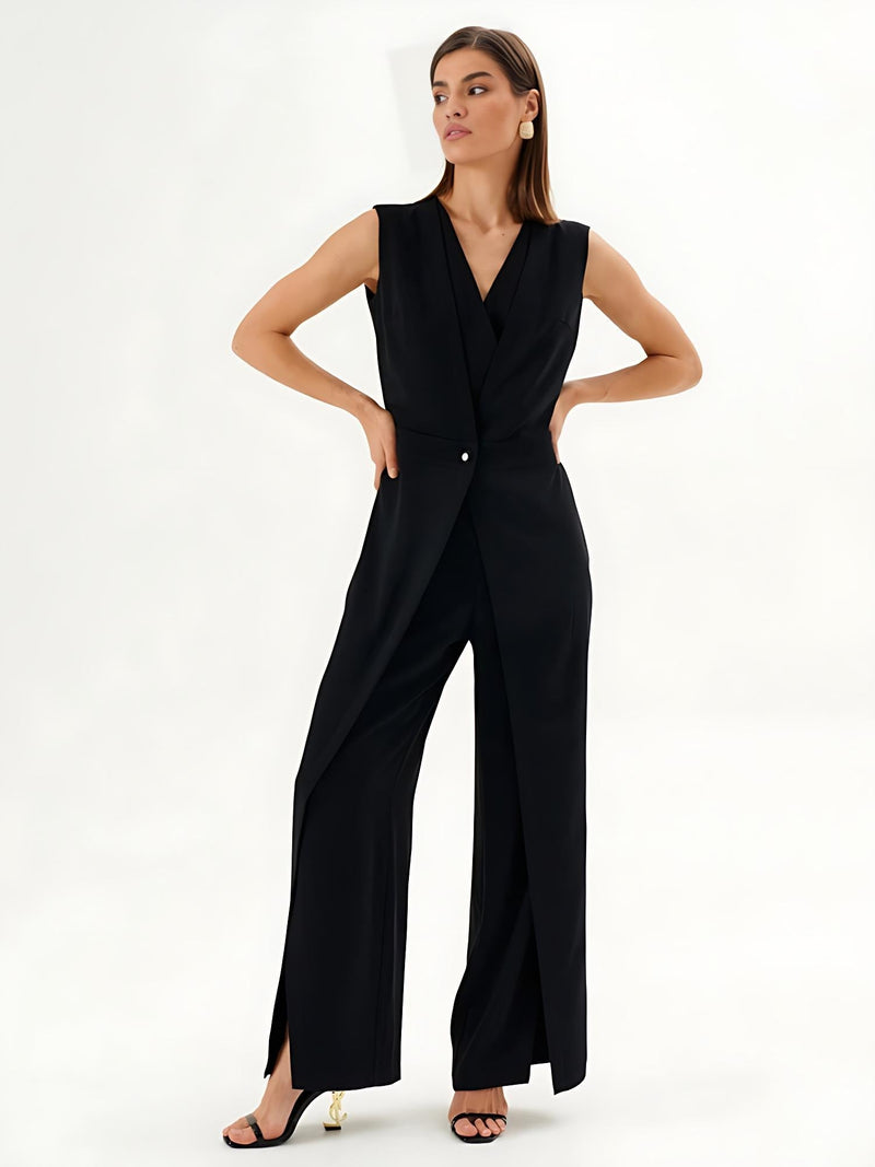 Conjunto Feminino Alfaiataria Calça Pantalona e Colete Alongado com Fendas – Beaumont VIEUX OFICIAL