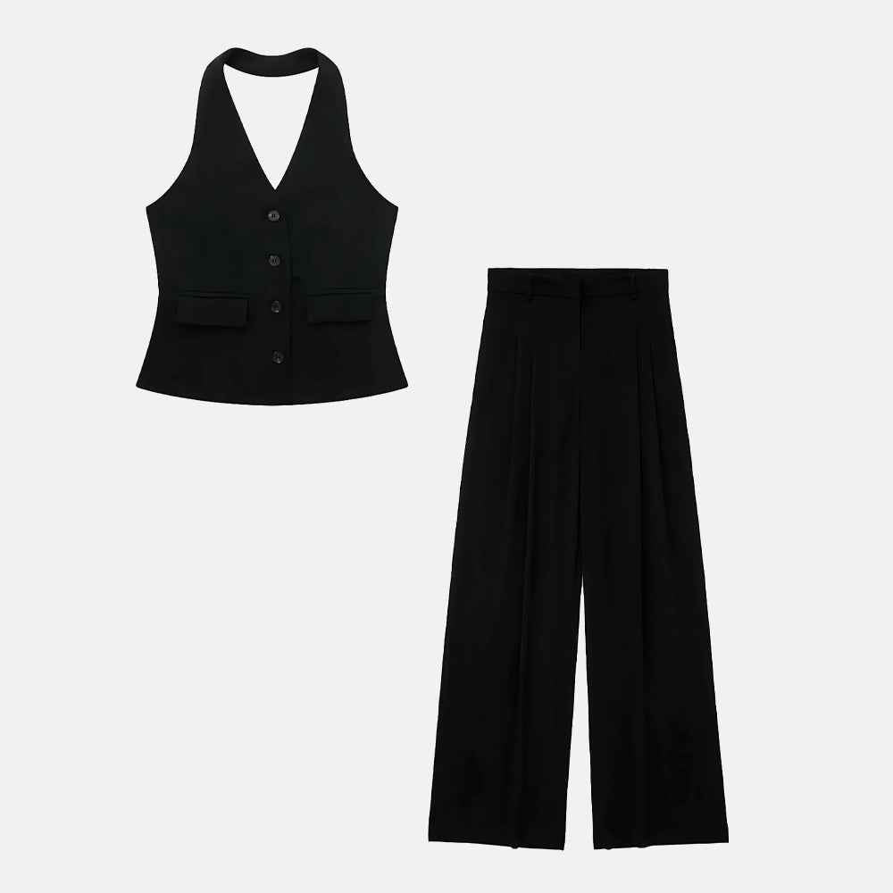 Conjunto Feminino Alfaiataria Colete Frente Única e Calça Pantalona – Sinfonia