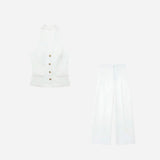 Conjunto Feminino Alfaiataria Colete Frente Única e Calça Pantalona – Sinfonia VIEUX OFICIAL