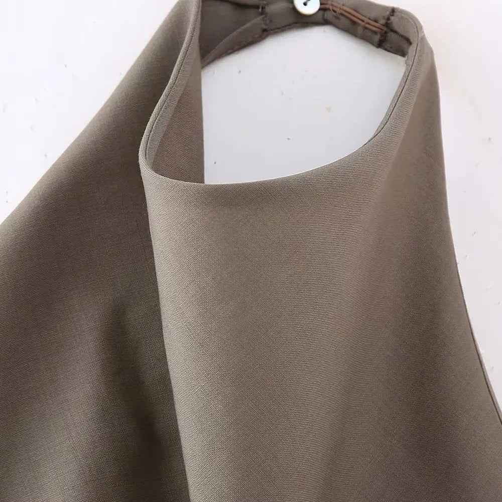 Conjunto Feminino Calça Pantalona e Blusa Frente Única Assimétrica – Sussurro