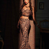 Conjunto Feminino Estampado Animal Print com Corset de Tule e Saia Longa – Vasseur - VIEUX OFICIAL