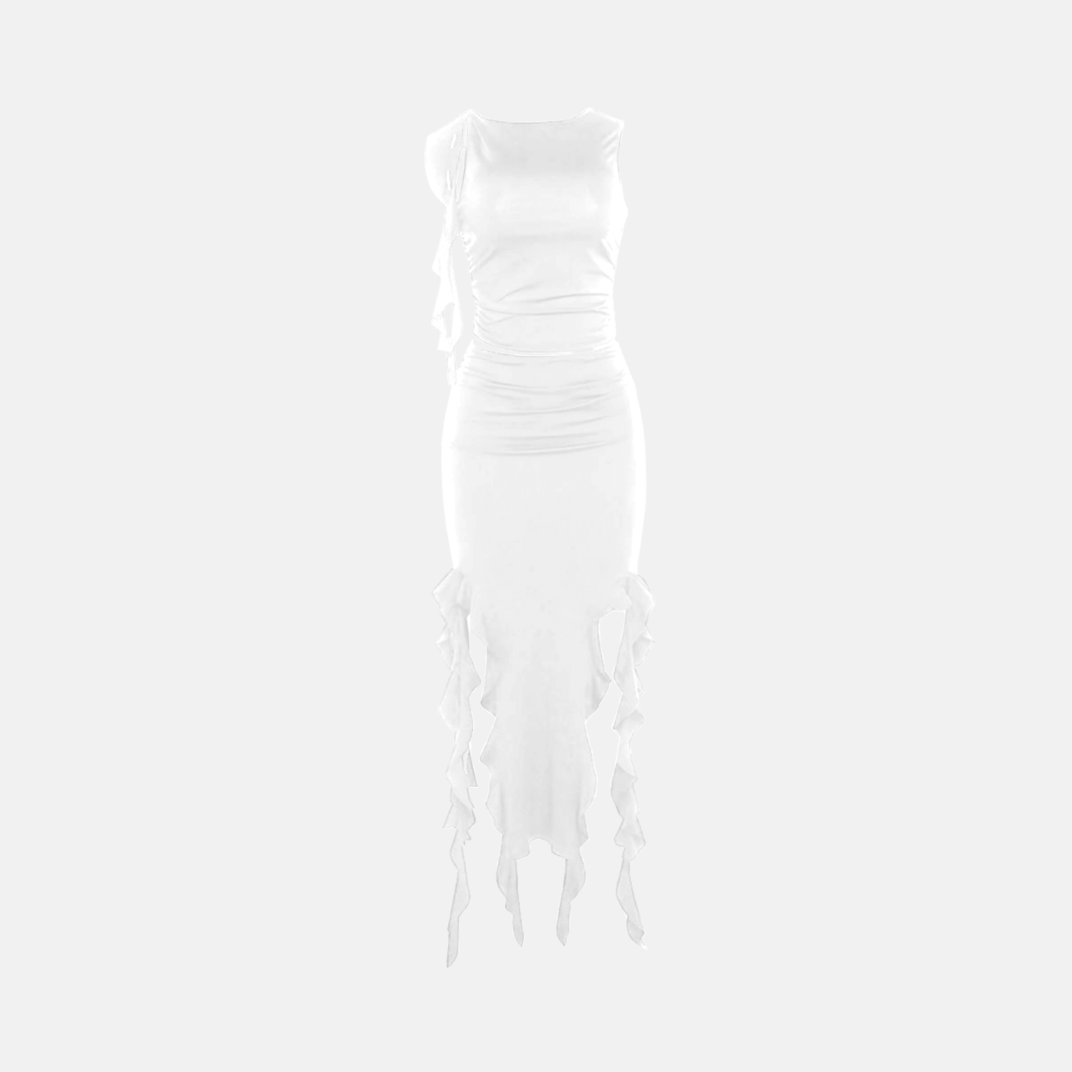 Conjunto Feminino Assimétrico com Top e Saia Longa com Babados em Cascata – Cerise - VIEUX OFICIAL