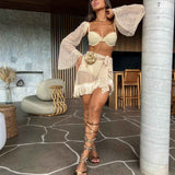 Conjunto Feminino de Praia com Saída em Tela, Franjas e Top Estruturado – Crespin - VIEUX OFICIAL