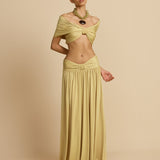 Conjunto Feminino de Top Cropped Multiformas e Saia Longa Fluida em Malha – Le Marais-VIEUX OFICIAL