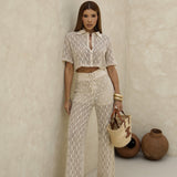 Conjunto Feminino de Tricô Texturizado – Cropped e Calça Biarritz VIEUX OFICIAL