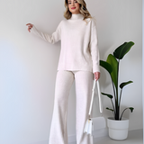 Conjunto Feminino em Malha Canelada Pantalona e Blusa Gola Alta – Zênite VIEUX OFICIAL