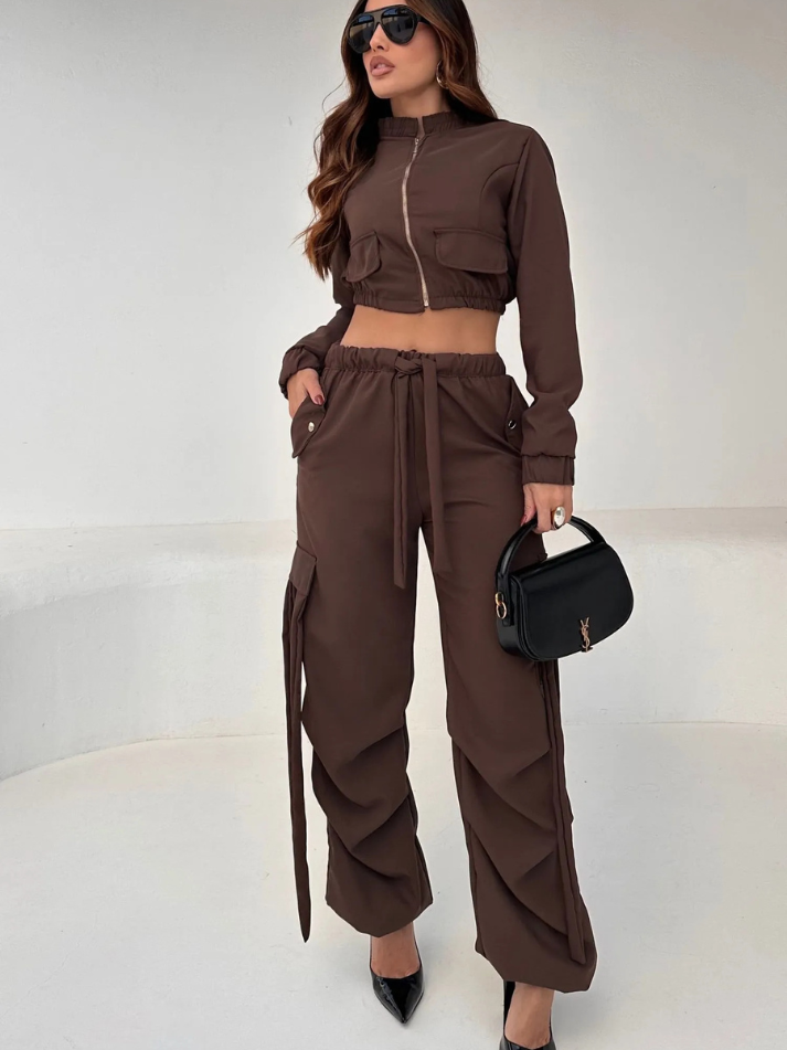 Conjunto Frontieres Longo Marrom