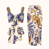 Conjunto Feminino Estampado com Top Cropped de Amarração e Saia Midi com Fenda – Rolland - VIEUX OFICIAL