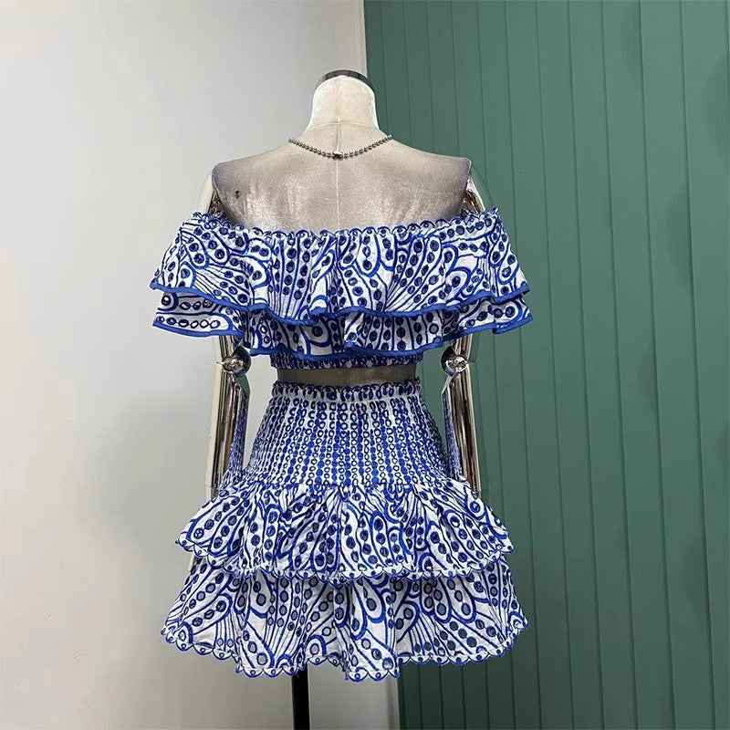 Conjunto Rosa com Laise Bordada, Babados e Lastex - Catherina - VIEUX OFICIAL