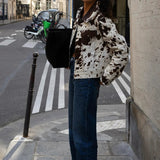 Jaqueta Trucker de Couro Eco Animal Print – Maison