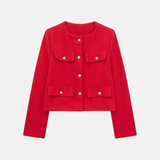 Jaqueta Cropped Preta com Botões Dourados – Blaston - VIEUX OFICIAL
