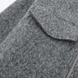 Jaqueta Cropped Feminina de Lã com Zíper Frontal e Bolsos Utilitários Cinza – Favier - VIEUX OFICIAL