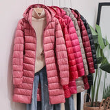 Jaqueta Puffer Feminina Alongada com Capuz e Pluma de Ganso Premium – Pafett