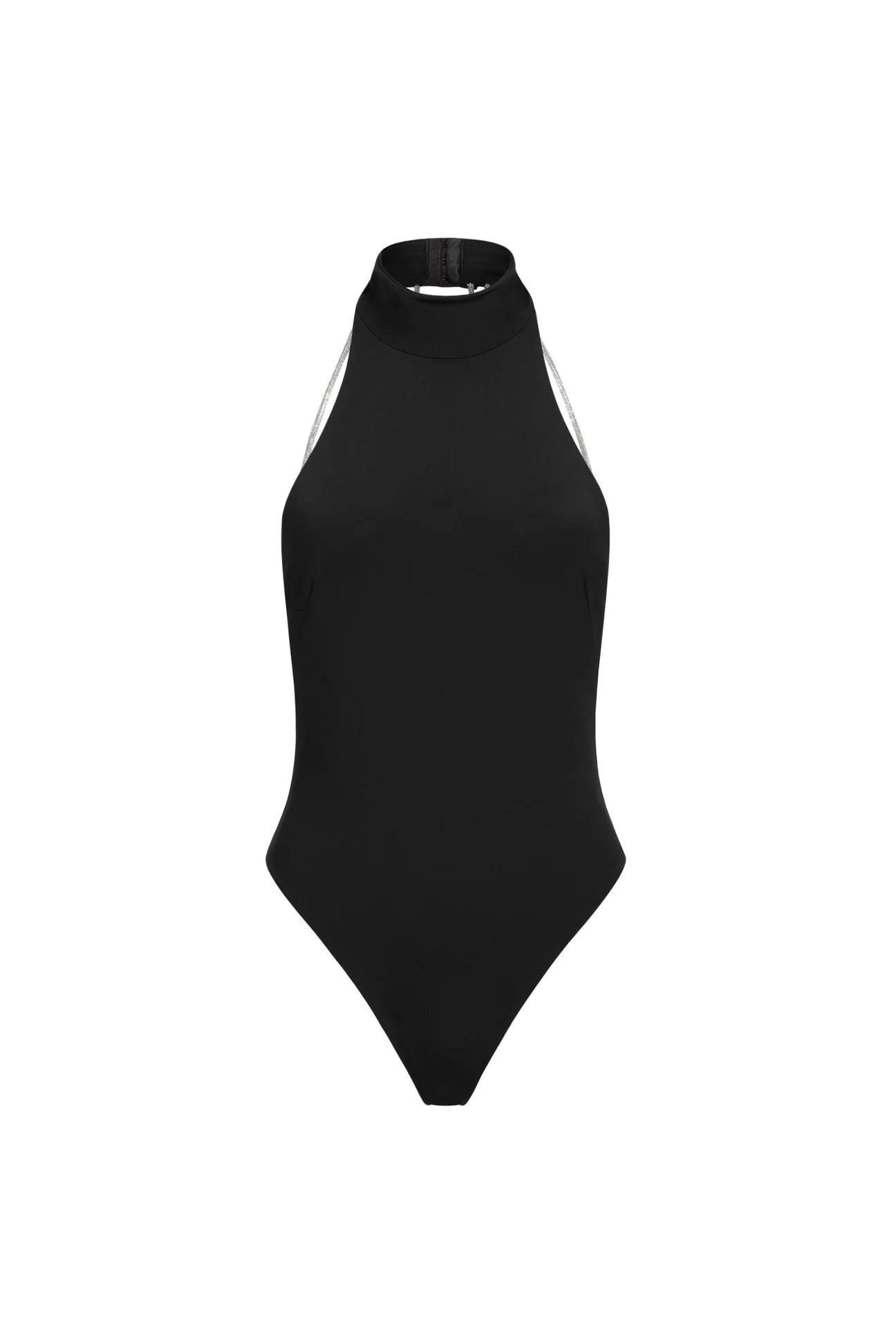 Maiô Body Preto Frente Única com Gola Alta – Noire