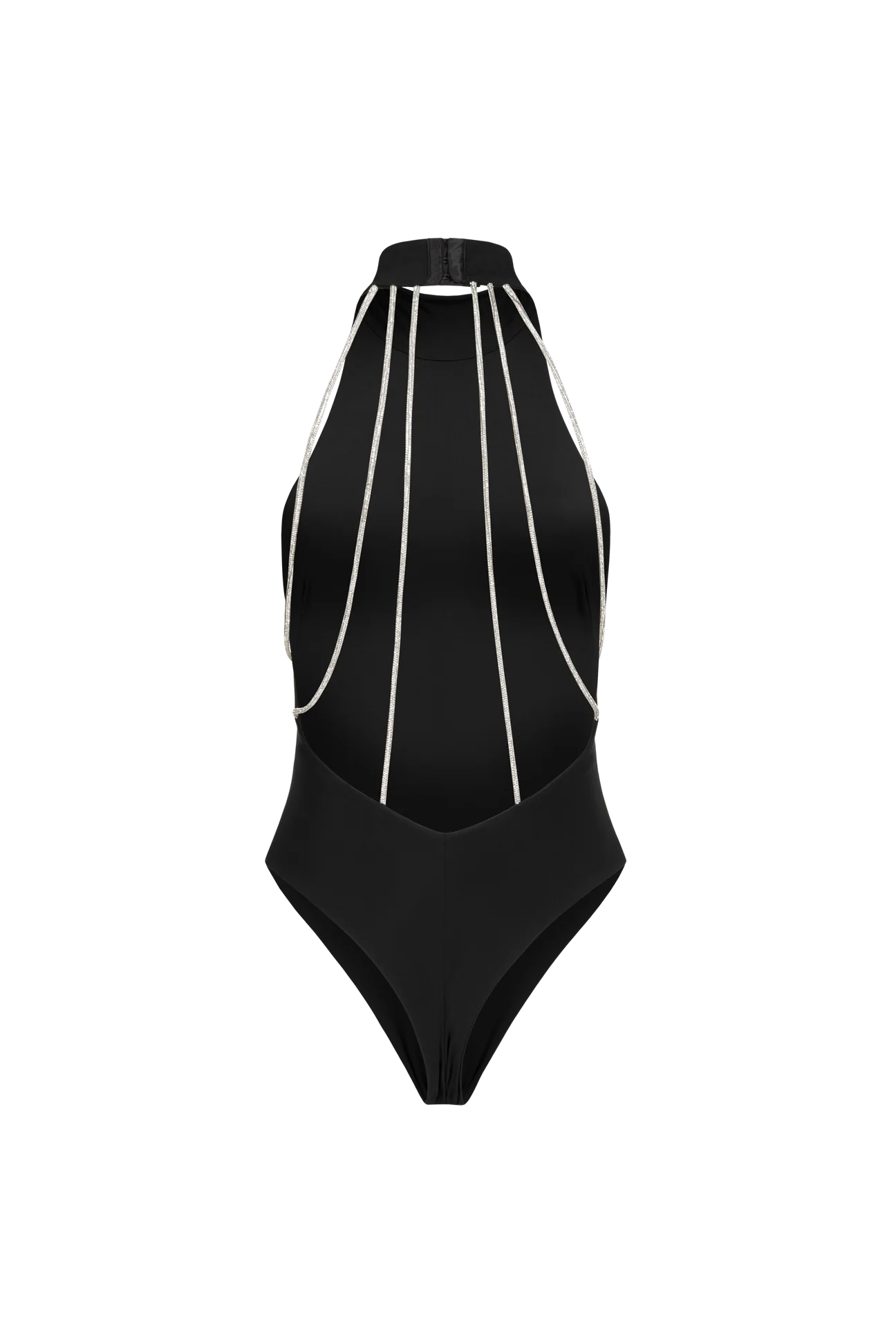 Maiô Body Preto Frente Única com Gola Alta – Noire