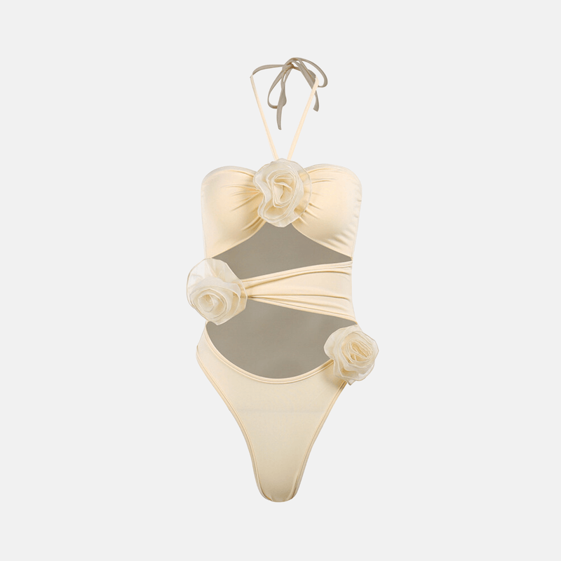 Maiô off white com recortes e flores 3D Vesuve VIEUX OFICIAL