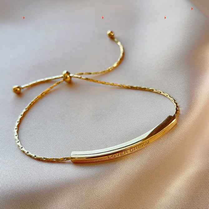 BLACK NOVEMBER VX - Pulseira Dourada Feminina Ajustável com Barra Polida – Vieux Golden Bar