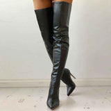 Bota feminina over the knee de salto fino agulha Vaelia VIEUX OFICIAL