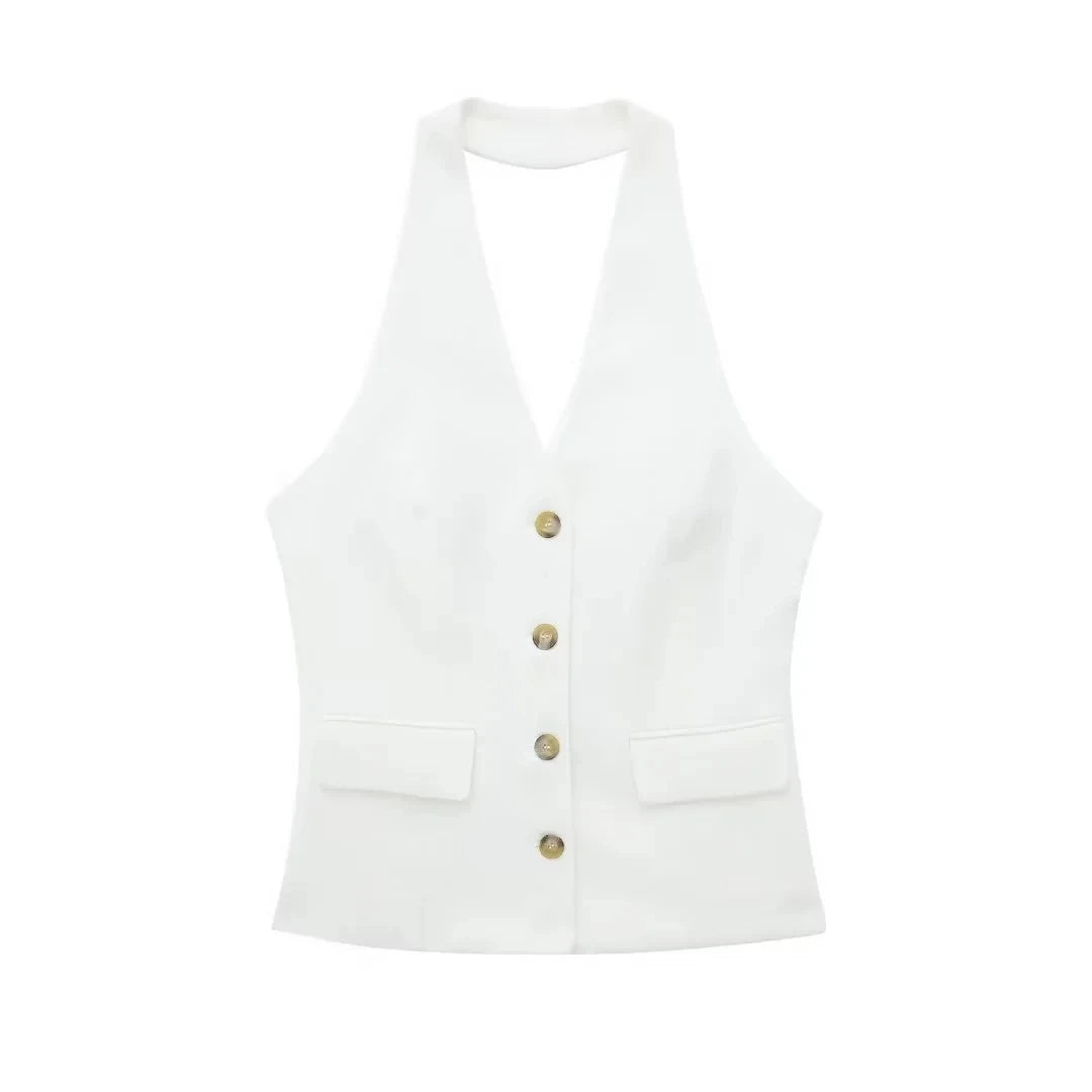 Conjunto Feminino Alfaiataria Colete Frente Única e Calça Pantalona – Sinfonia - VIEUX OFICIAL