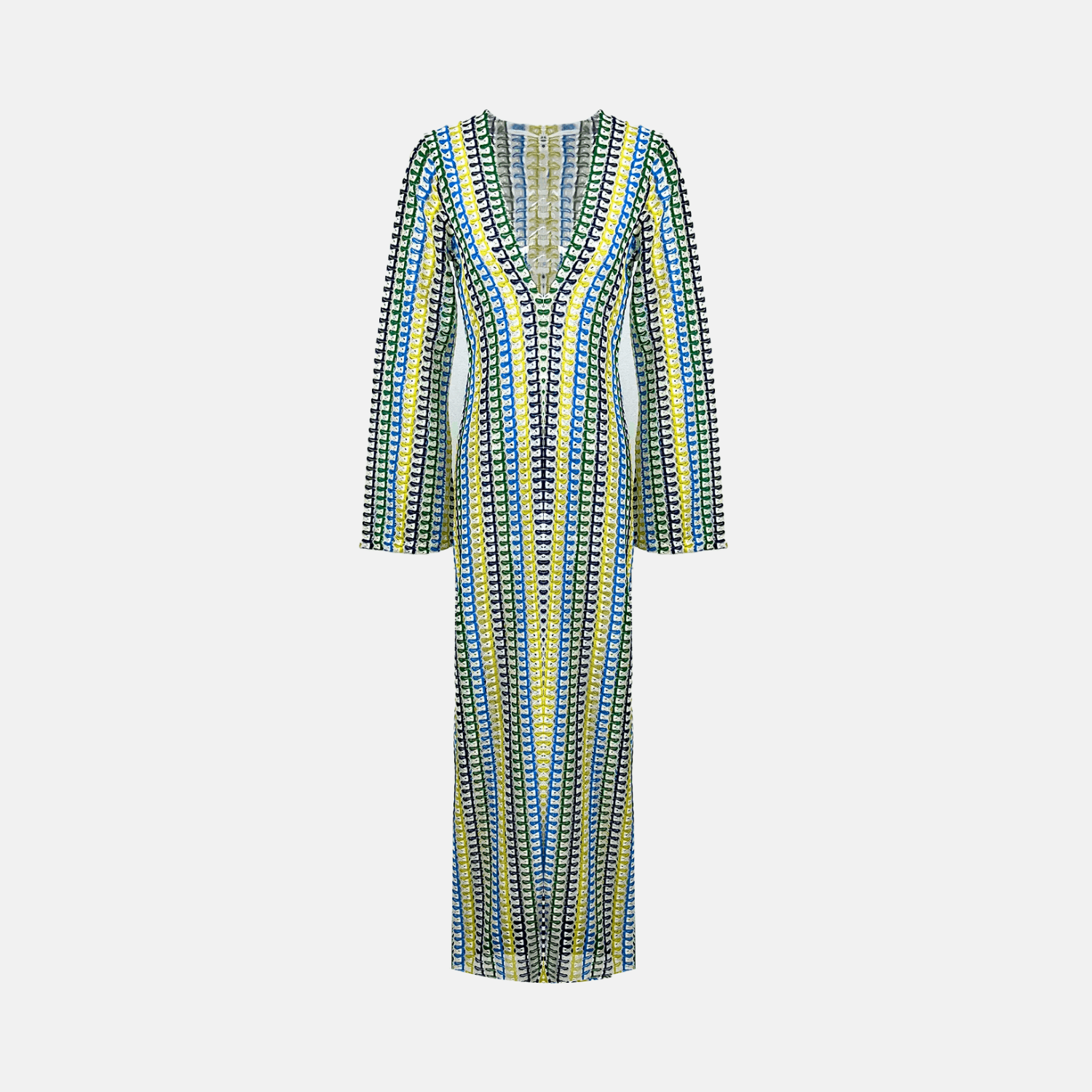 Vestido Longo de Praia com Manga Longa e Decote Profundo – Lacouture - VIEUX OFICIAL