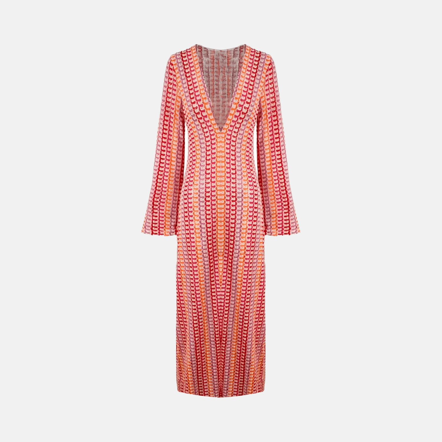 Vestido Longo de Praia com Manga Longa e Decote Profundo – Lacouture - VIEUX OFICIAL