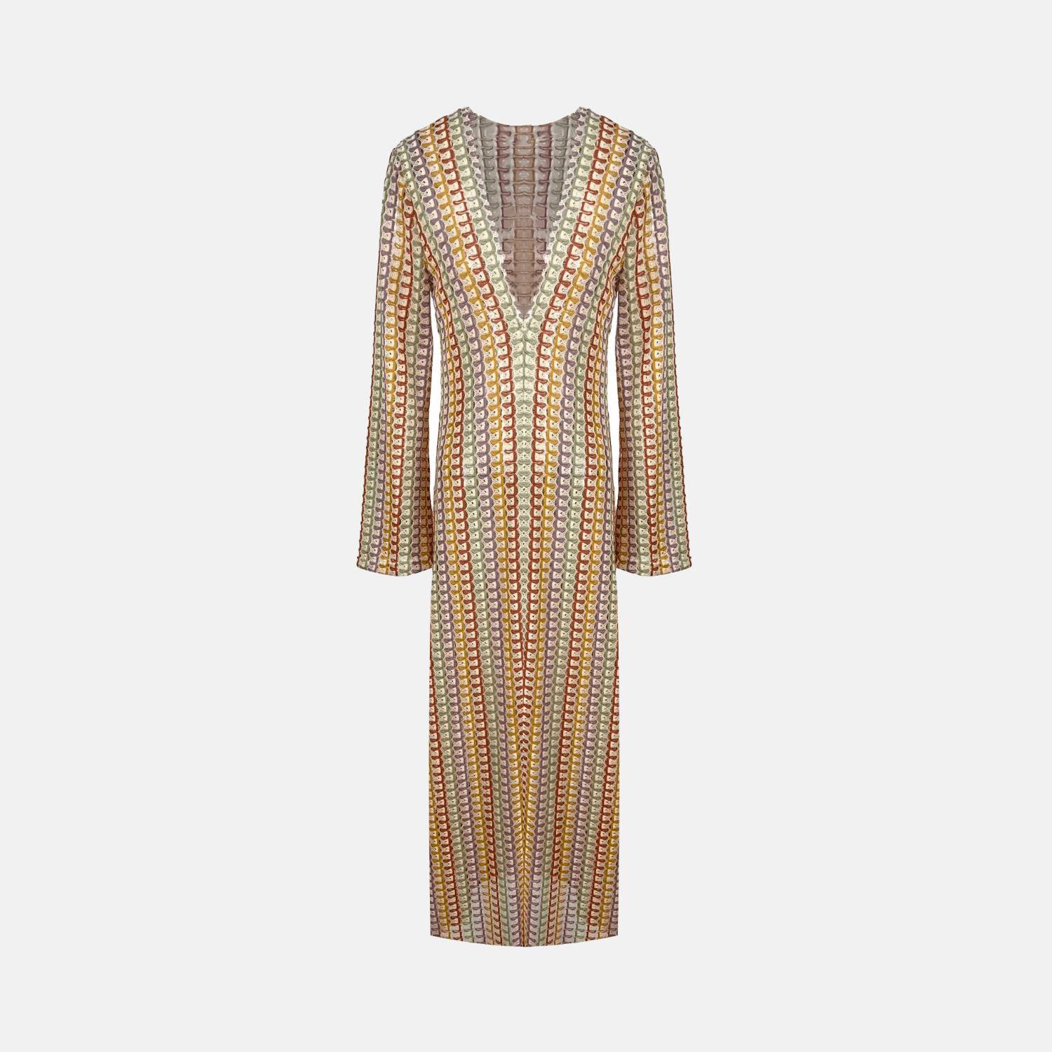 Vestido Longo de Praia com Manga Longa e Decote Profundo – Lacouture - VIEUX OFICIAL