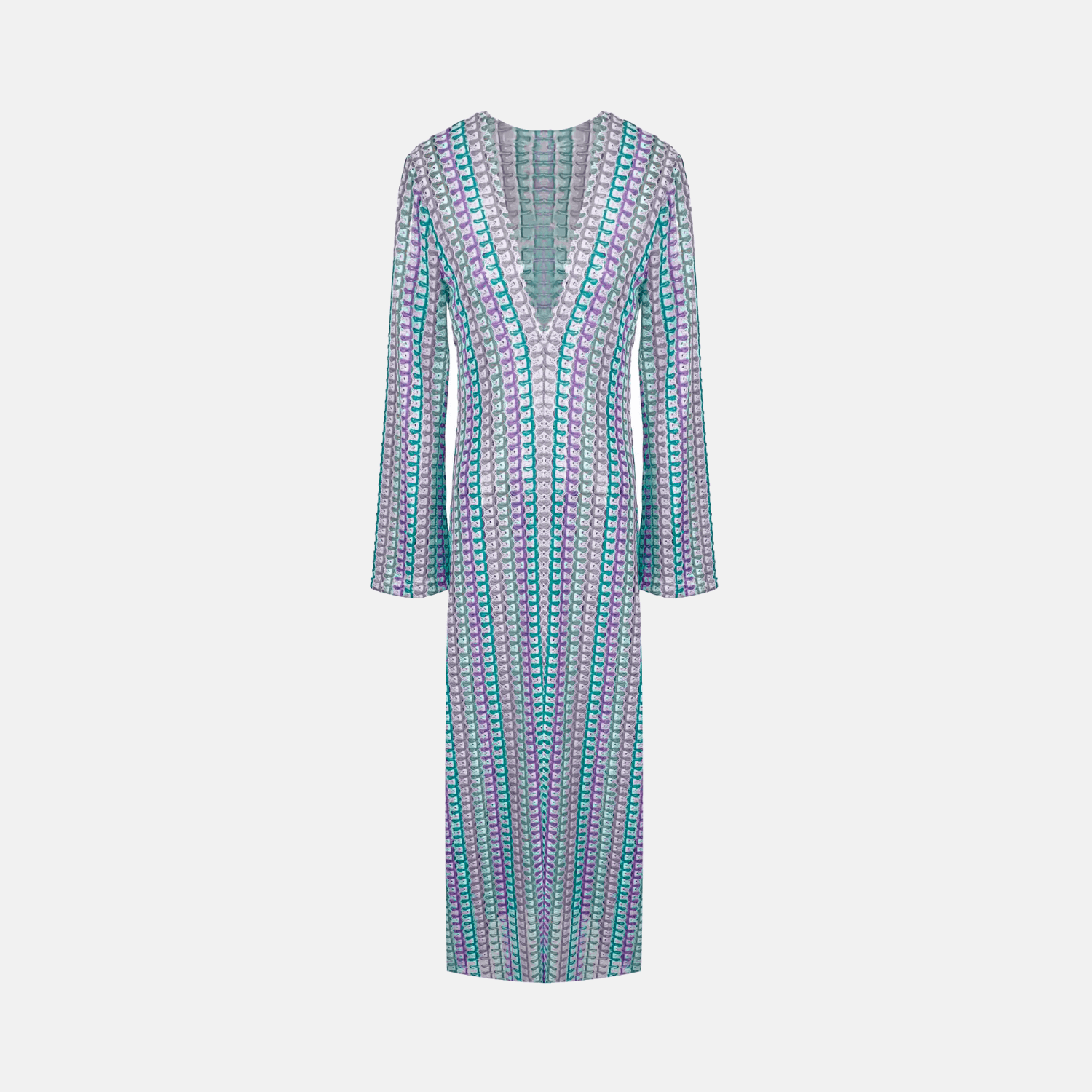 Vestido Longo de Praia com Manga Longa e Decote Profundo – Lacouture - VIEUX OFICIAL